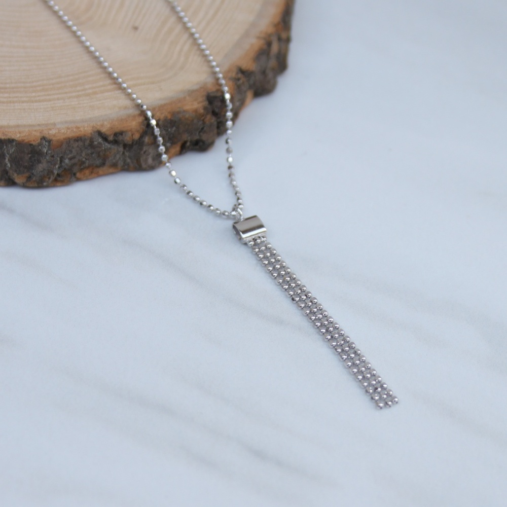 Sterling Silver Bead Dangling Necklace
